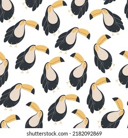 Tropical jungle birds parrot cartoon seamless endless pattern cover wrapping design element illustration background