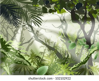 tropical jungle bush (tropical plants vector)