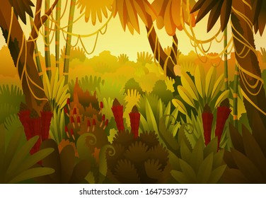 Tropical Jungle Dark Background, Forest