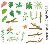 Tropical Jungle Elements Illustration for Design