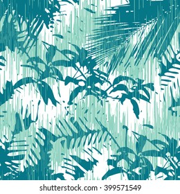 Tropical jungle foliage pattern seamless vector background tile