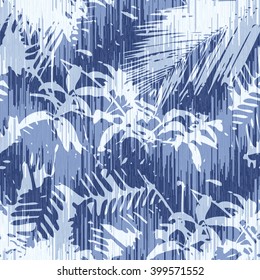 Tropical jungle foliage pattern seamless vector background tile