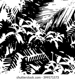 Tropical jungle foliage pattern seamless vector background tile