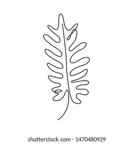 Tropical jungle leaf line drawing art. Philodendron (also known Philodendron bipinnatifidum, Selloum, horsehead). Continuous line vector illustration