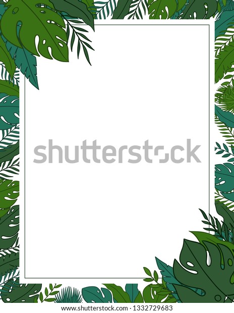 Tropical Jungle Leaves Frame Border Blank Stock Vector (Royalty Free ...