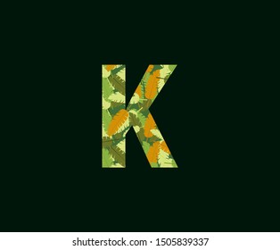 Tropical Jungle Leaves Logo Letter K Icon. K Letter Design Vector Tropical Leaves Logo Icon.
