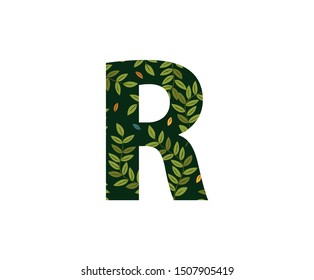 Tropical Jungle Leaves Logo Letter R Icon. R Letter Design Vector Tropical Leaves Logo Icon.