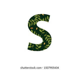 Tropical Jungle Leaves Logo Letter S Icon. S Letter Design Vector Tropical Leaves Logo Icon.