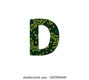 Tropical Jungle Leaves Logo Letter D Icon. D Letter Design Vector Tropical Leaves Logo Icon.