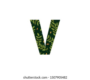 Tropical Jungle Leaves Logo Letter V Icon. V Letter Design Vector Tropical Leaves Logo Icon.