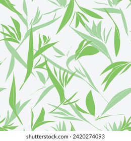 Tropical jungle leaves pattern in soft green tones. Vector seamless pattern design for textile, fashion, paper, packaging, wrapping and branding