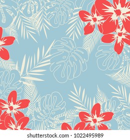 Tropical jungle leaves seamless pattern background. Tropical poster design. Monstera art print. Wallpaper, fabric, textile, wrapping paper vector illustration design