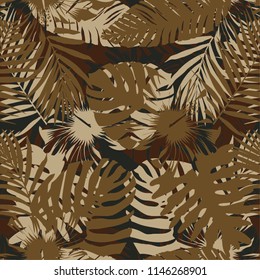 Tropical jungle leaves seamless pattern background. Illustration design