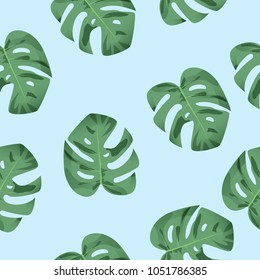 Tropical jungle Monstera leafs seamless pattern. Vector illustration EPS10.