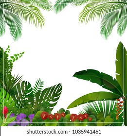 Tropical jungle on white background 