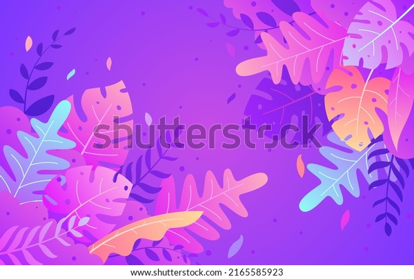 Tropical jungle palm leaf seamless pattern purple pink