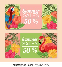 tropical jungle poster element for summer 
