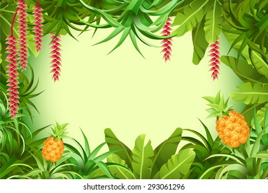 Tropical jungle with space for text. Vector illustration.