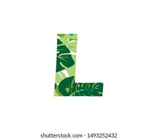 Tropical Jungle Vector Logo Letter L. L Letter Design Vector Jungle Tropical Leaves Logo Icon.