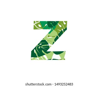 Tropical Jungle Vector Logo Letter Z. Z Letter Design Vector Jungle Tropical Leaves Logo Icon.