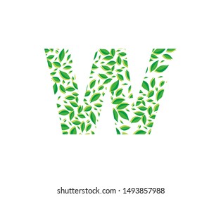 Tropical Jungle Vector Logo Letter W Icon . W Letter Design Vector Jungle Tropical Leaves Logo Icon.