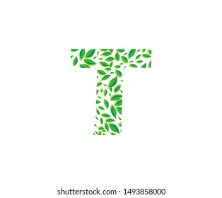Tropical Jungle Vector Logo Letter T Icon . T Letter Design Vector Jungle Tropical Leaves Logo Icon.