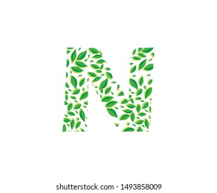 Tropical Jungle Vector Logo Letter N Icon . N Letter Design Vector Jungle Tropical Leaves Logo Icon.