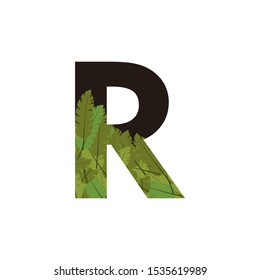 Tropical Jungle Vector Logo Letter R. R Letter Design Vector Jungle Tropical Leaves Logo Icon.