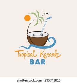tropical karaoke bar vector design template