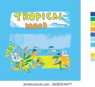 Tropical kids graphic, Tropical sun boys print, tropical chest print, tropical kids print , 