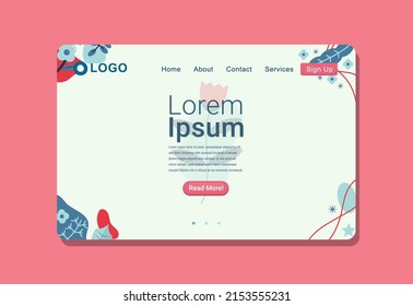 Tropical Landing Page Design with Flowers and Abstract Shapes Design EPS10 great to be used as a perfect landing page for your website