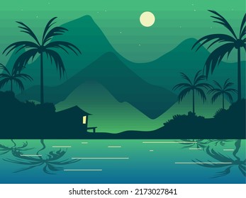 tropical landscape beach and mountains