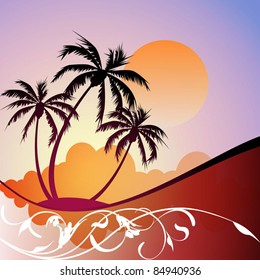 A Tropical Landscape Design with Palm Trees