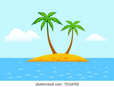 Tropical landscape with palm trees