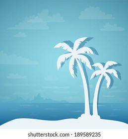 Tropical landscape with palms