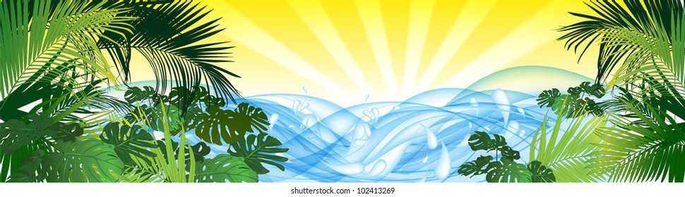 tropical landscape  (tropical plants a vector drawing)