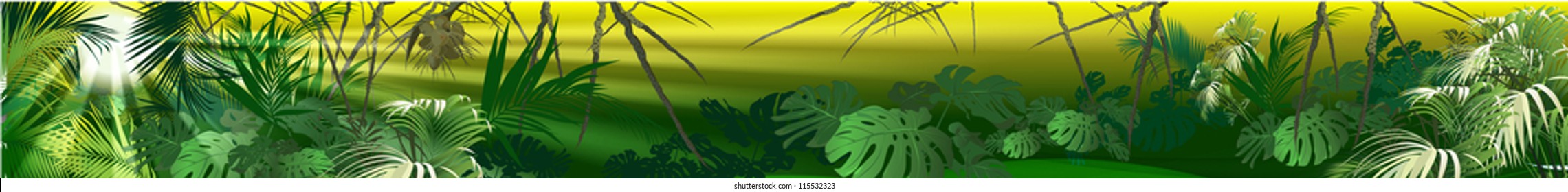 tropical landscape (tropical plants vector illustration)