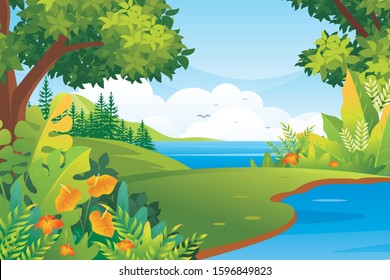 Colorful Tropical Leaves Jungle Nature Background Stock Vector (royalty 