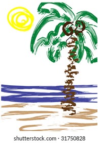 Tropical landscape. Vector illustration.
