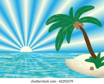 tropical landscape, vector illustration