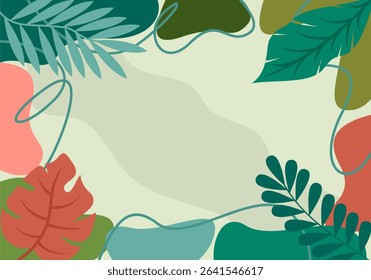 Tropical Leaf and Abstract Shapes Composition