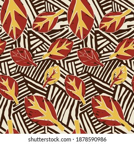 Tropical leaf all over seamless tile design