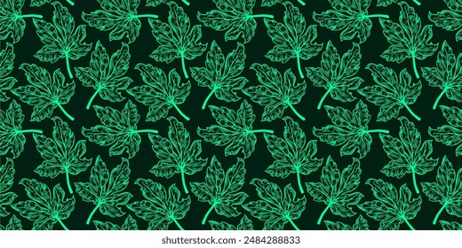 Fondo de hoja tropical. Vector de patrón de fondo de hojas Abstractas. fondo de patrón de hoja de arce. fondo de patrón sin fisuras de hojas abstractas. patrón de hoja de arce vintage.
