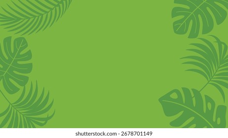 Tropical Leaf Background. Summer Palm Tree Leaf. Nature Color. Hand Drawn Vector Illustration. Greeting Card Design Template. Decoration Concept