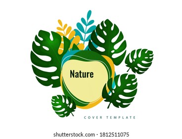 Tropical leaf banner background. Exotic botanical design. Modern sale flyer in vector. Summer sale banner. Big sale advertisement. Vector illustration
