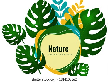 Tropical leaf banner background. Exotic botanical design. Modern sale flyer in vector. Summer sale banner. Big sale advertisement. Vector illustration
