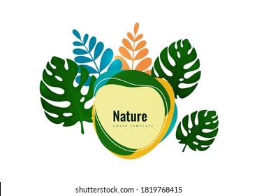Tropical leaf banner background. Exotic botanical design. Modern sale flyer in vector. Summer sale banner. Big sale advertisement. Vector illustration