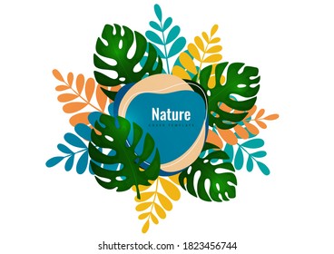 Tropical leaf banner background. Exotic botanical design. Modern sale flyer in vector. Summer sale banner. Big sale advertisement. Vector illustration