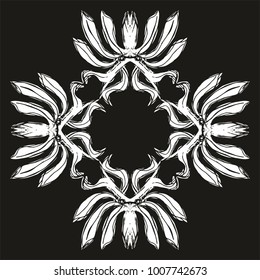 Tropical leaf black background pattern graphic design vector art