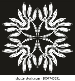 Tropical leaf black background pattern graphic design vector art